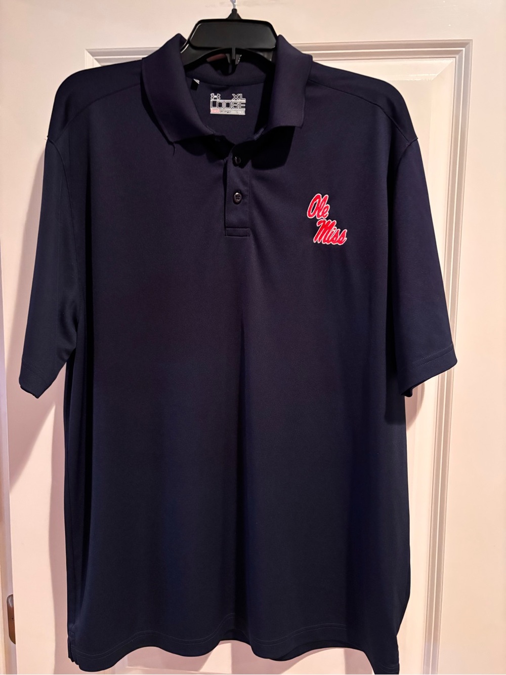 Under Armour Ole Miss Polo Shirt Men’s XL Navy Heatgear Gf Shirt